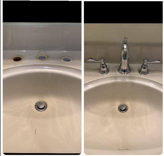 Sink before and after renovation